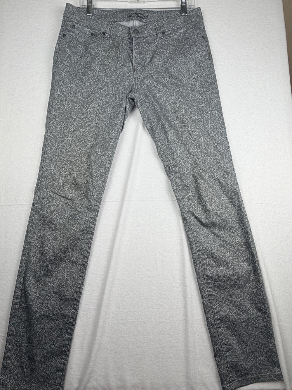Prana Kayla Jeans Women’s 10/30 Gray Mandala Floral Print Straight Leg Stretch